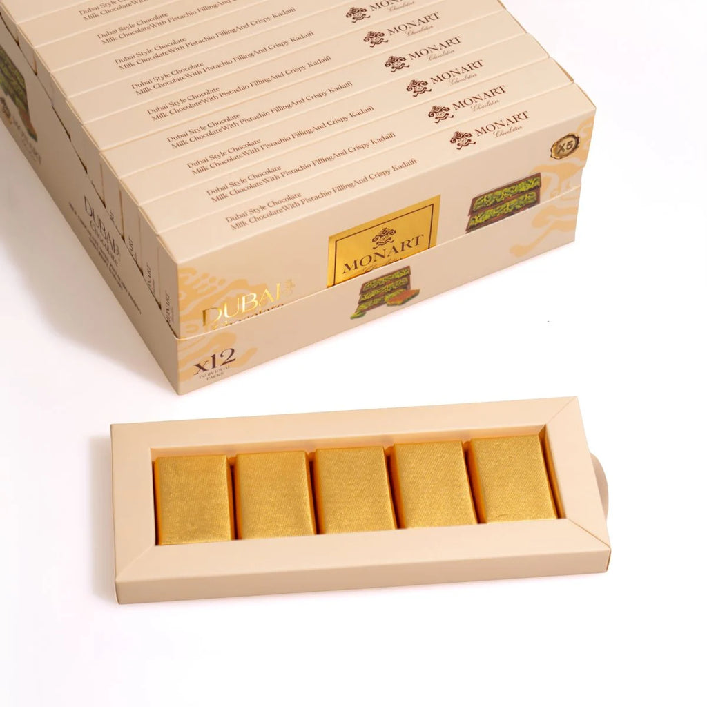 MILK CHOCOLATE WITH CRISPY KATAIFI AND PISTACHIO 5 PCS BAR 145g