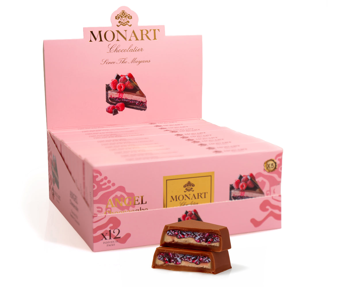 MILK CHOCOLATE WITH RASPBERRY, CHEESE FLAVORED, ALMOND CREAM 145g